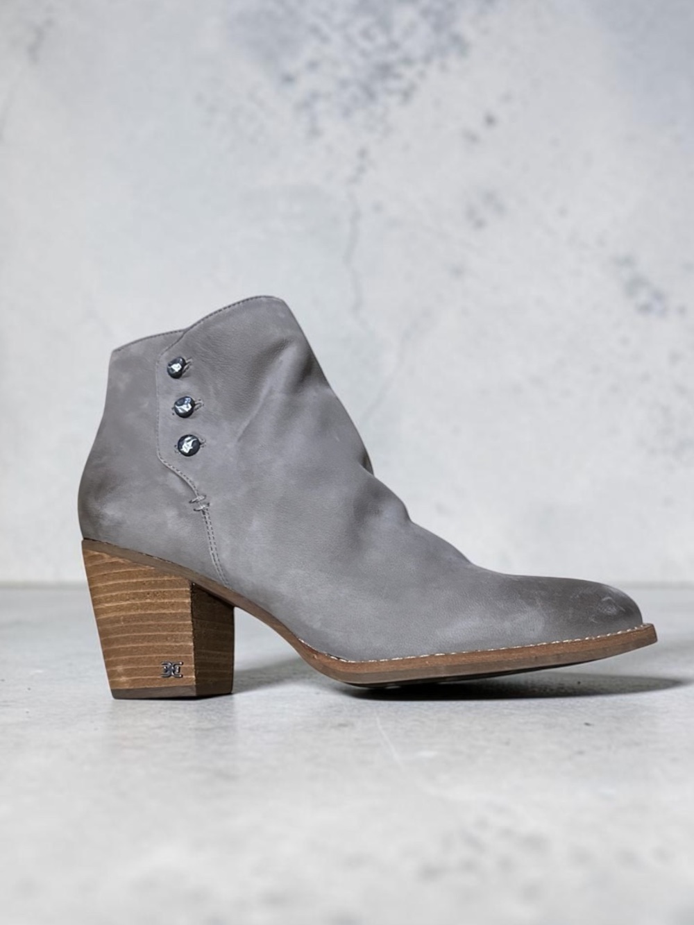 Sam Edelman Mariella Block Heel Bootie Grey Flint Shade Size 9